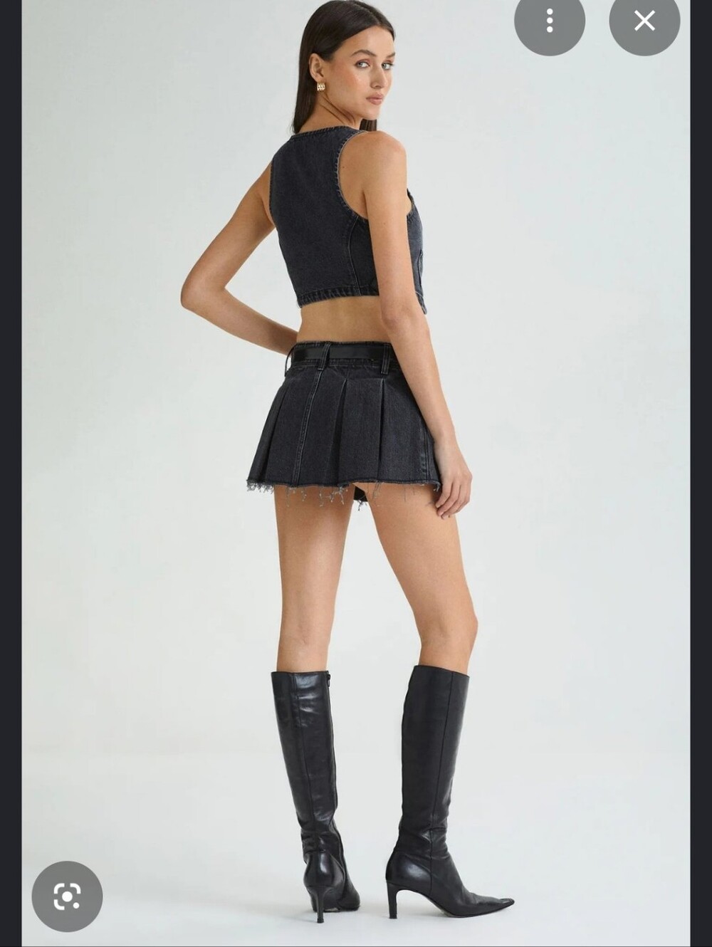 Abrand Chloe Pleated Mini Skirt - Black Washed